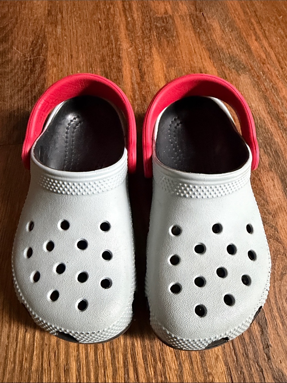 Kids Lightweight Slip-On Crocs. Grey/black/red. Size 9. - Picture 1 of 2